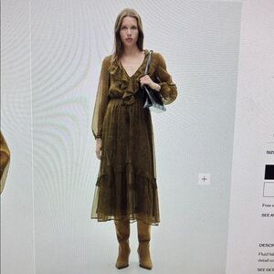 MANGO - Sheer Ruffled paisley-print dress medium green - 4 - Woman